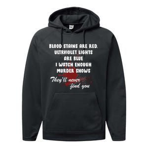 Blood Stains Are Red Ultraviolet Lights Are Blue Performance Fleece Hoodie