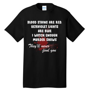 Blood Stains Are Red Ultraviolet Lights Are Blue Tall T-Shirt