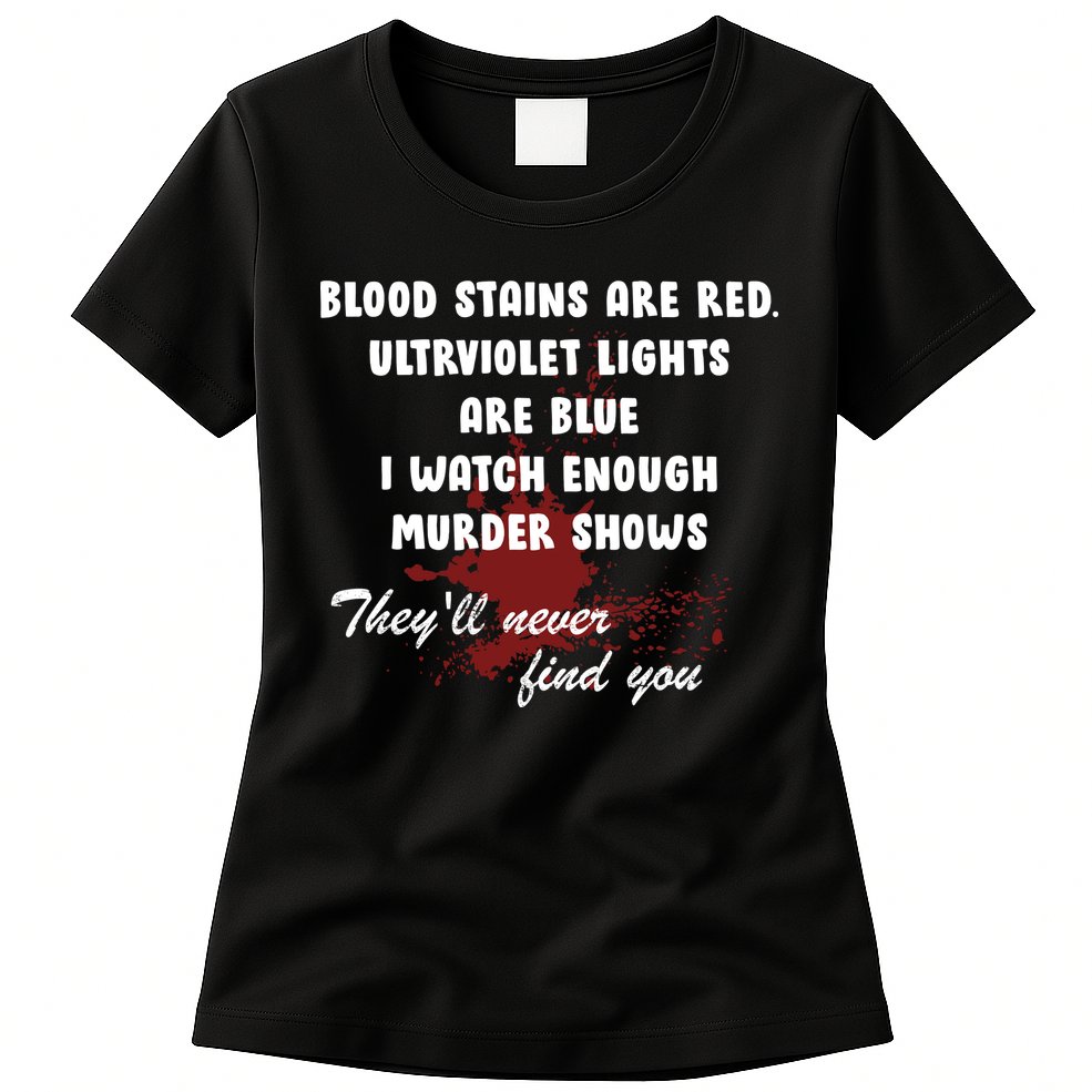 Blood Stains Are Red Ultraviolet Lights Are Blue Womens T-Shirt