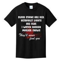Blood Stains Are Red Ultraviolet Lights Are Blue Kids T-Shirt
