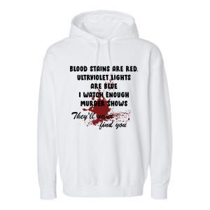 Blood Stains Are Red Ultraviolet Lights Are Blue Garment-Dyed Fleece Hoodie