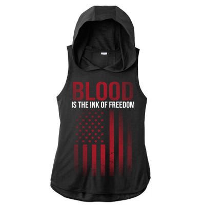 Blood The Ink of Freedom Ladies PosiCharge Tri-Blend Wicking Draft Hoodie Tank