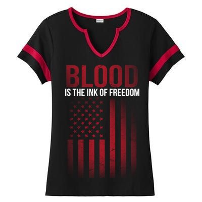 Blood The Ink of Freedom Ladies Halftime Notch Neck Tee