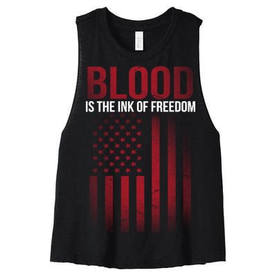 Blood The Ink of Freedom Women's Racerback Cropped Tank