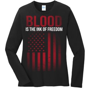 Blood The Ink of Freedom Ladies Long Sleeve Shirt