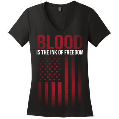 Blood The Ink of Freedom Women's V-Neck T-Shirt