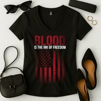 Blood The Ink of Freedom Women's V-Neck T-Shirt