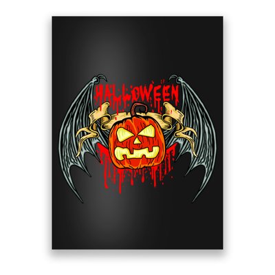 Bloody Bat Pumpkin Halloween Poster