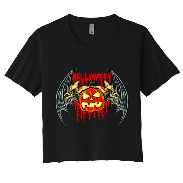 Bloody Bat Pumpkin Halloween Crop Top
