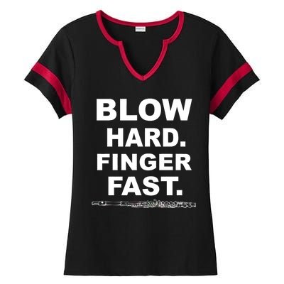 Blow Hard Finger Fast Flute Ladies Halftime Notch Neck Tee