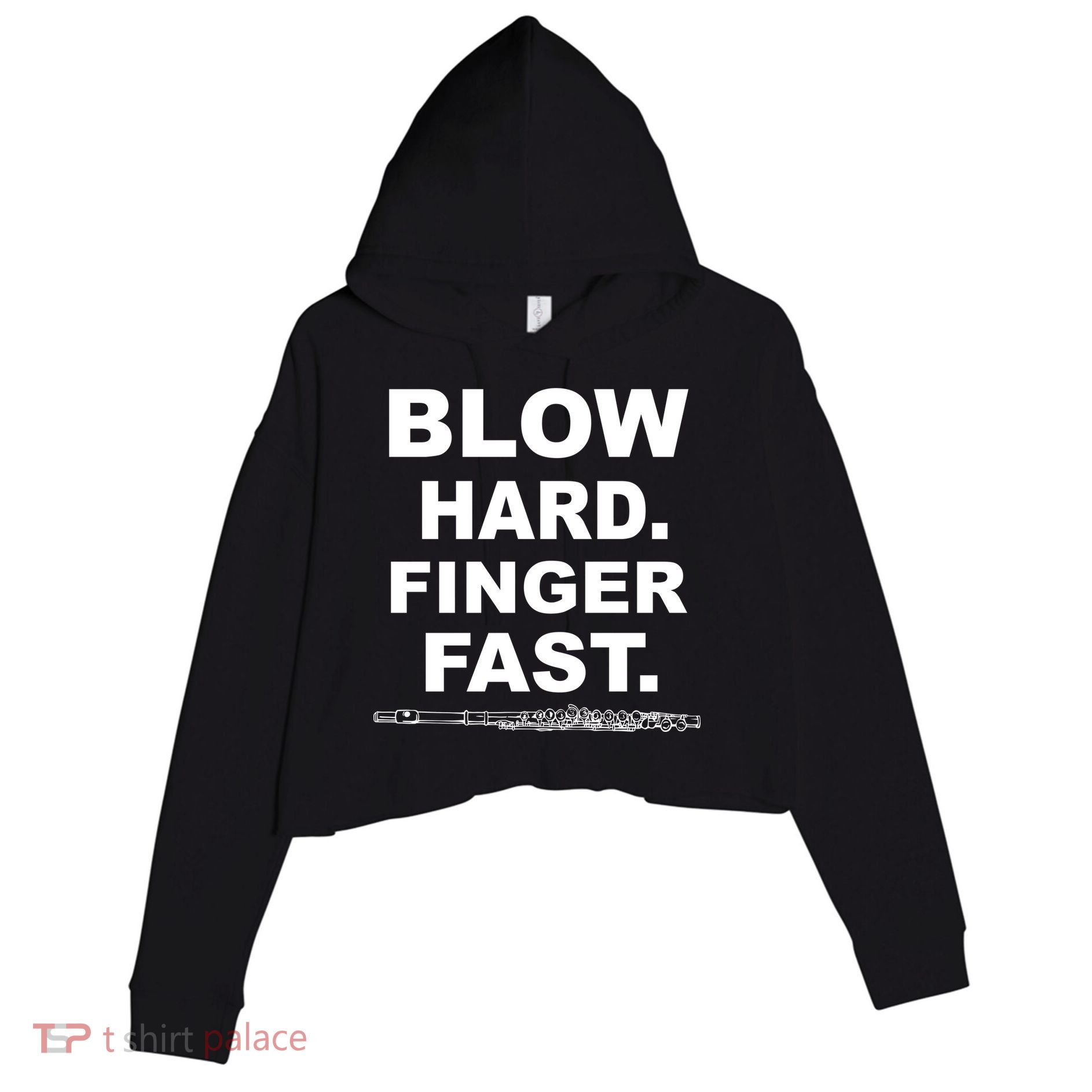 Blow Hard Finger Fast Flute Crop Fleece Hoodie
