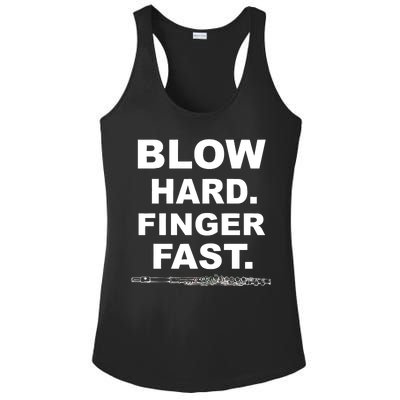 Blow Hard Finger Fast Flute Ladies PosiCharge Competitor Racerback Tank