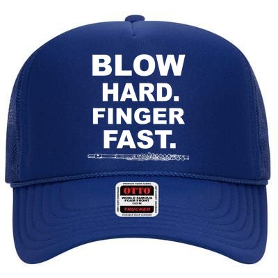 Blow Hard Finger Fast Flute High Crown Mesh Back Trucker Hat