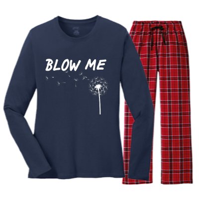 Blow Me Dandelion Women's Long Sleeve Flannel Pajama Set 