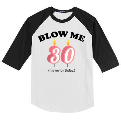Blow Me It's My 30th Birthday Kids Colorblock Raglan Jersey