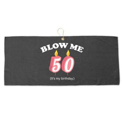 Blow Me It's My 50th Birthday Large Microfiber Waffle Golf Towel