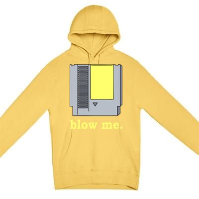 Blow Me Retro Video Game Premium Pullover Hoodie