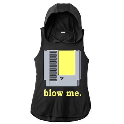 Blow Me Retro Video Game Ladies PosiCharge Tri-Blend Wicking Draft Hoodie Tank