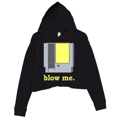 Blow Me Retro Video Game Crop Fleece Hoodie
