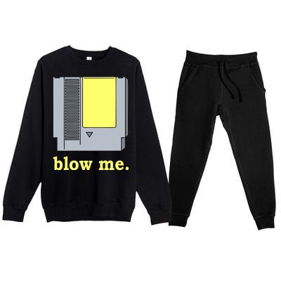 Blow Me Retro Video Game Premium Crewneck Sweatsuit Set