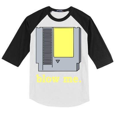 Blow Me Retro Video Game Kids Colorblock Raglan Jersey