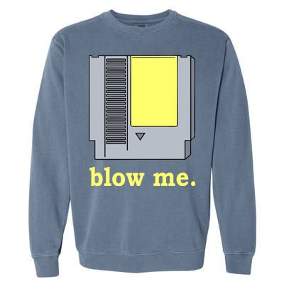 Blow Me Retro Video Game Garment-Dyed Sweatshirt