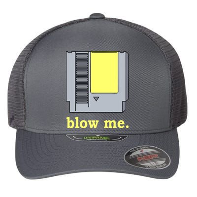 Blow Me Retro Video Game Flexfit Unipanel Trucker Cap