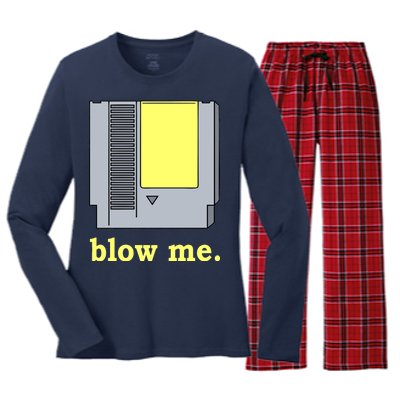 Blow Me Retro Video Game Women's Long Sleeve Flannel Pajama Set 