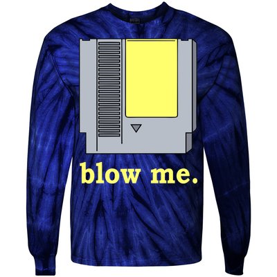 Blow Me Retro Video Game Tie-Dye Long Sleeve Shirt