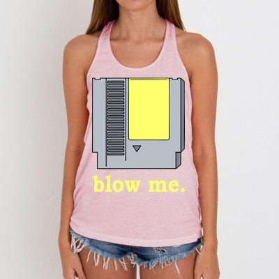 Blow Me Retro Video Game Women's Knotted Racerback Tank