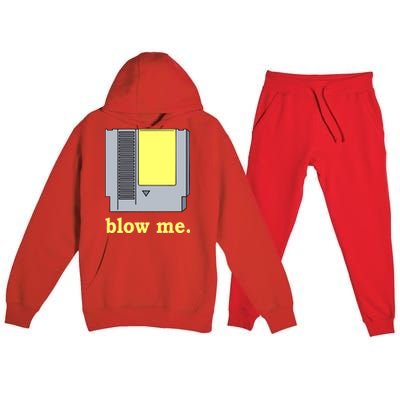 Blow Me Retro Video Game Premium Hooded Sweatsuit Set