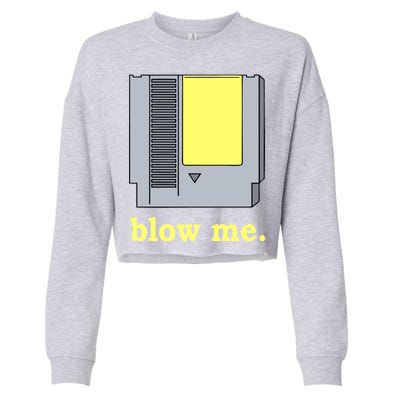 Blow Me Retro Video Game Cropped Pullover Crew