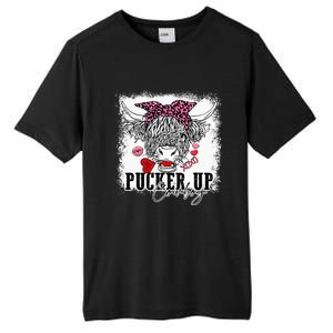 Bleached Leopard Pucker Up Cow Highland Cow Valentines Tall Fusion ChromaSoft Performance T-Shirt