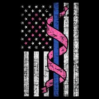 Blue Line Police Us Flag Pink Ribbon Breast Cancer Awareness Zip Tote Bag