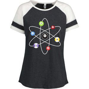 Billiard Lover Pool Player Game Sports Gift Cue Ball Atoms Enza Ladies Jersey Colorblock Tee