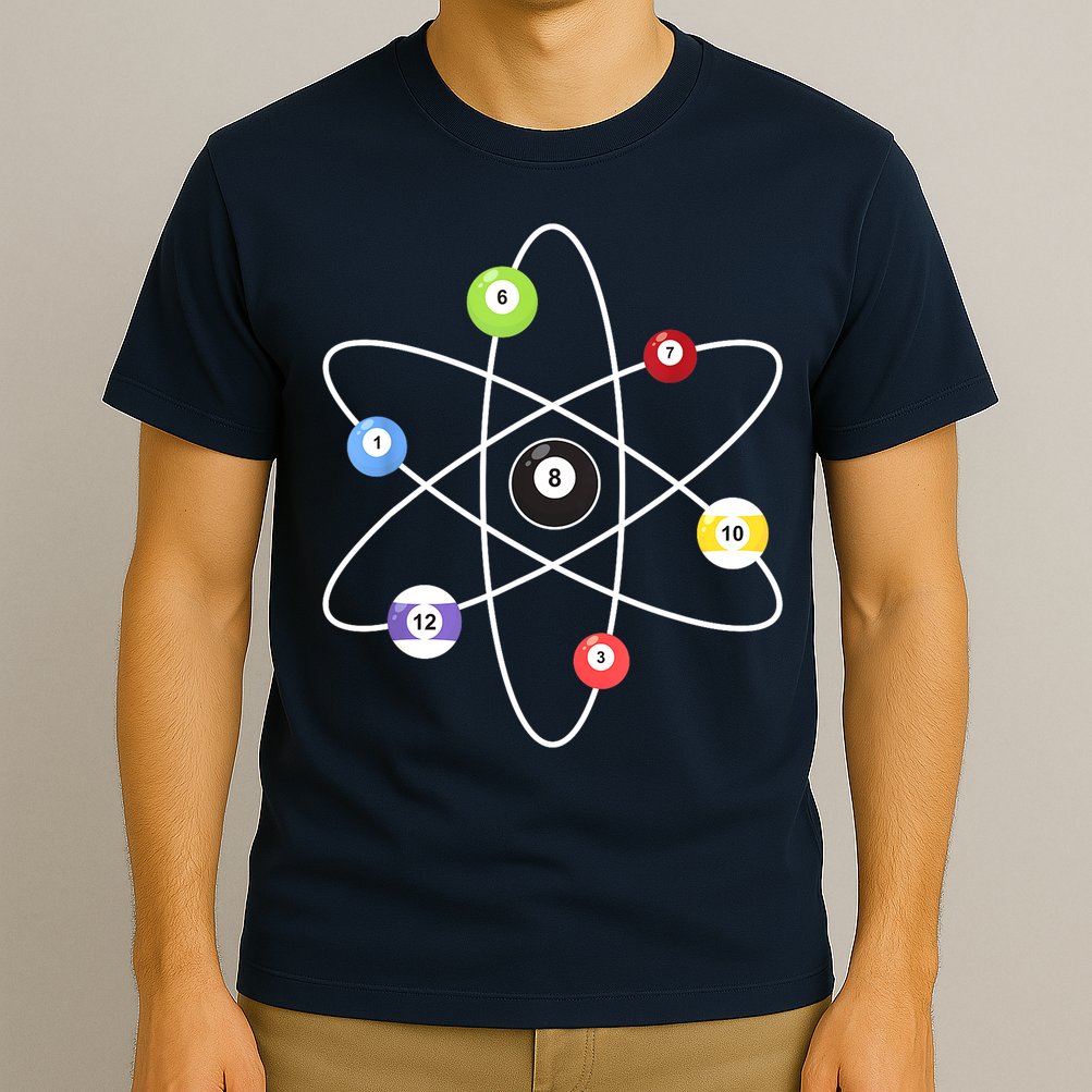 Billiard Lover Pool Player Game Sports Gift Cue Ball Atoms T-Shirt