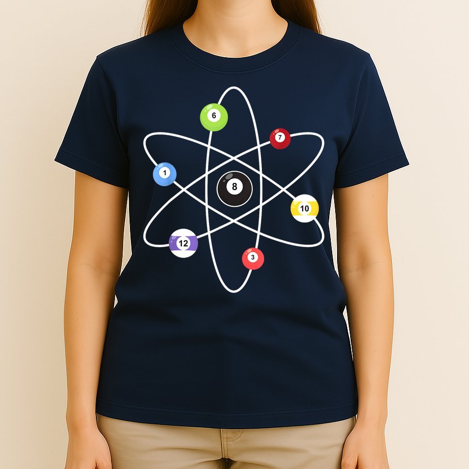 Billiard Lover Pool Player Game Sports Gift Cue Ball Atoms T-Shirt