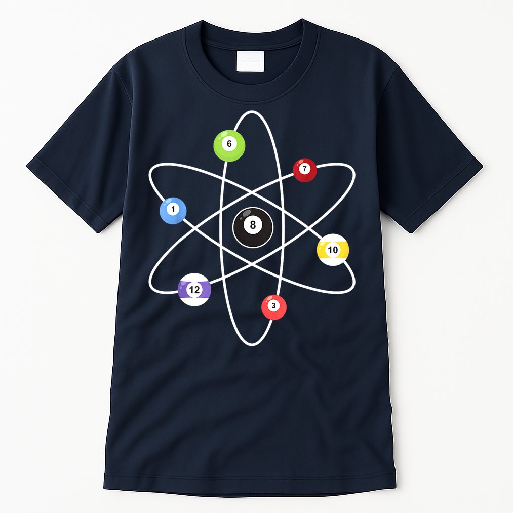 Billiard Lover Pool Player Game Sports Gift Cue Ball Atoms Tall T-Shirt