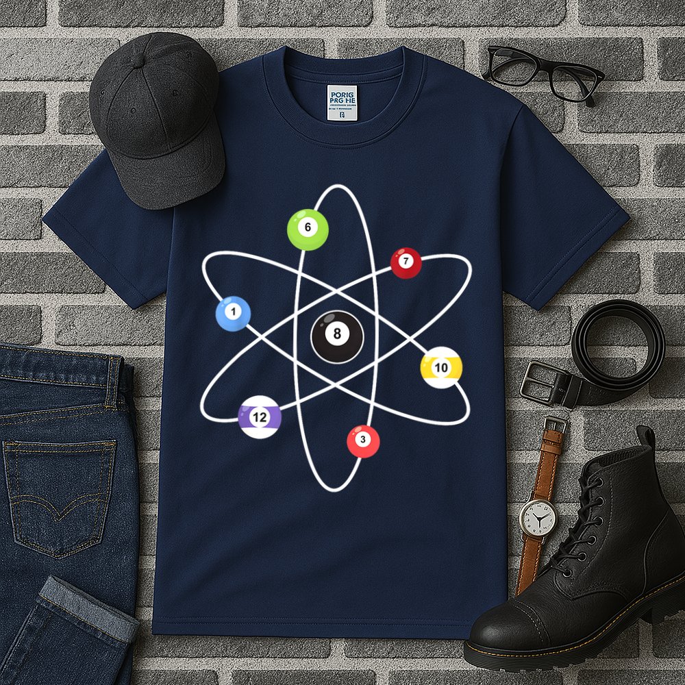 Billiard Lover Pool Player Game Sports Gift Cue Ball Atoms Tall T-Shirt