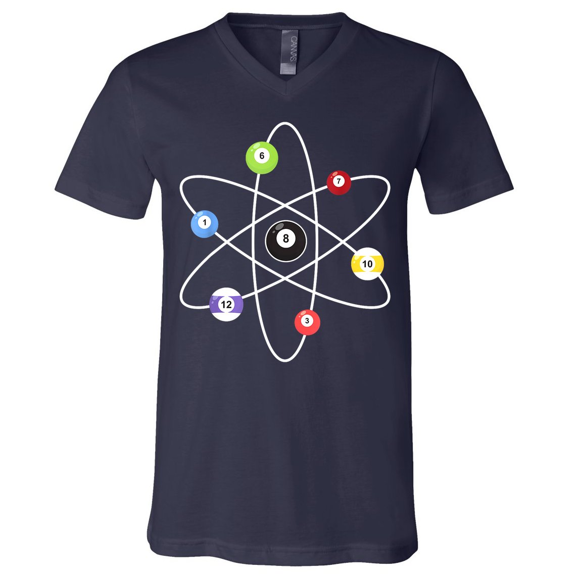 Billiard Lover Pool Player Game Sports Gift Cue Ball Atoms V-Neck T-Shirt
