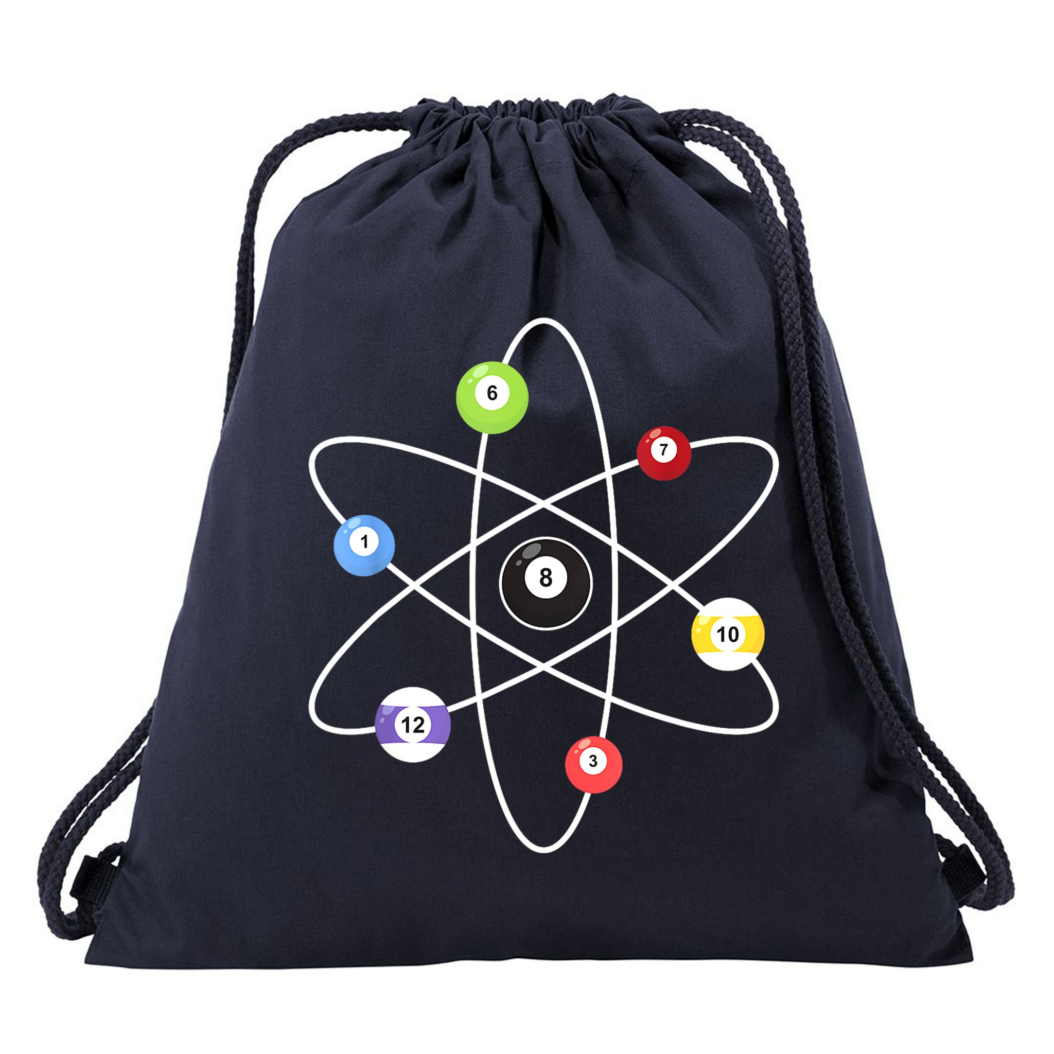 Billiard Lover Pool Player Game Sports Gift Cue Ball Atoms Drawstring Bag