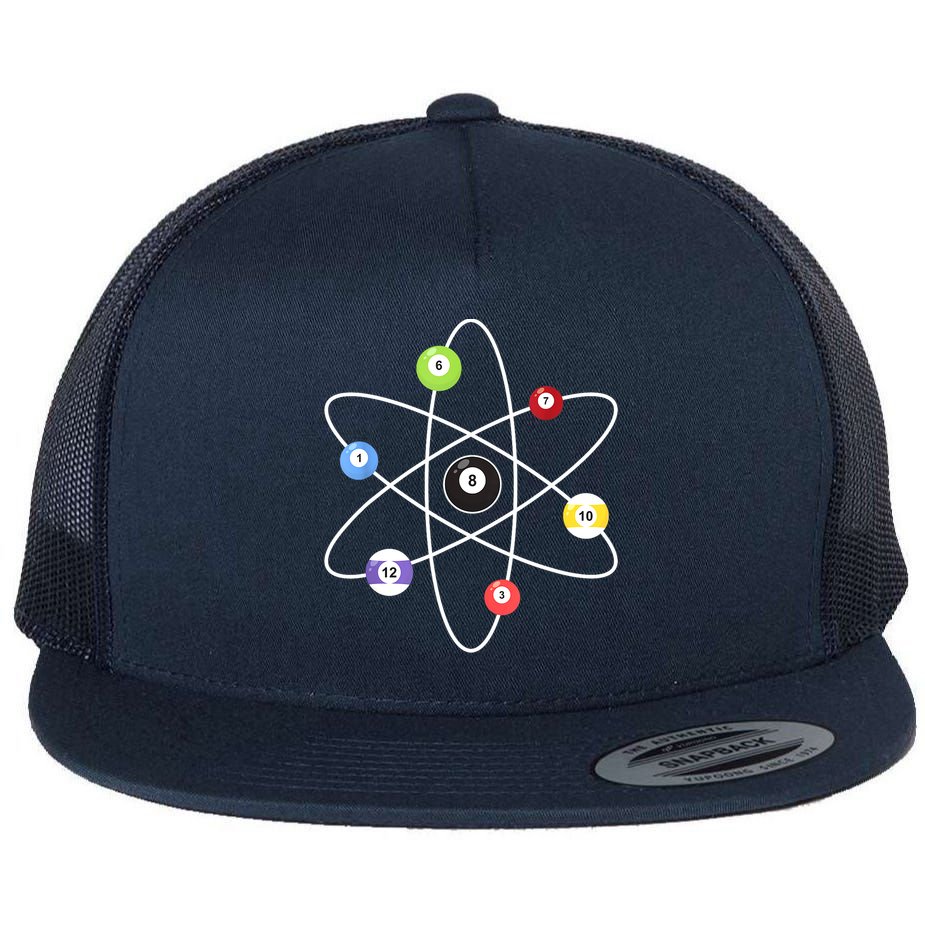 Billiard Lover Pool Player Game Sports Gift Cue Ball Atoms Flat Bill Trucker Hat