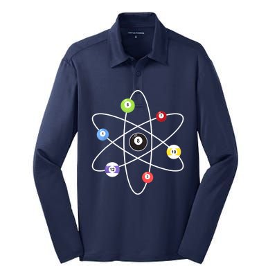 Billiard Lover Pool Player Game Sports Gift Cue Ball Atoms Silk Touch Performance Long Sleeve Polo