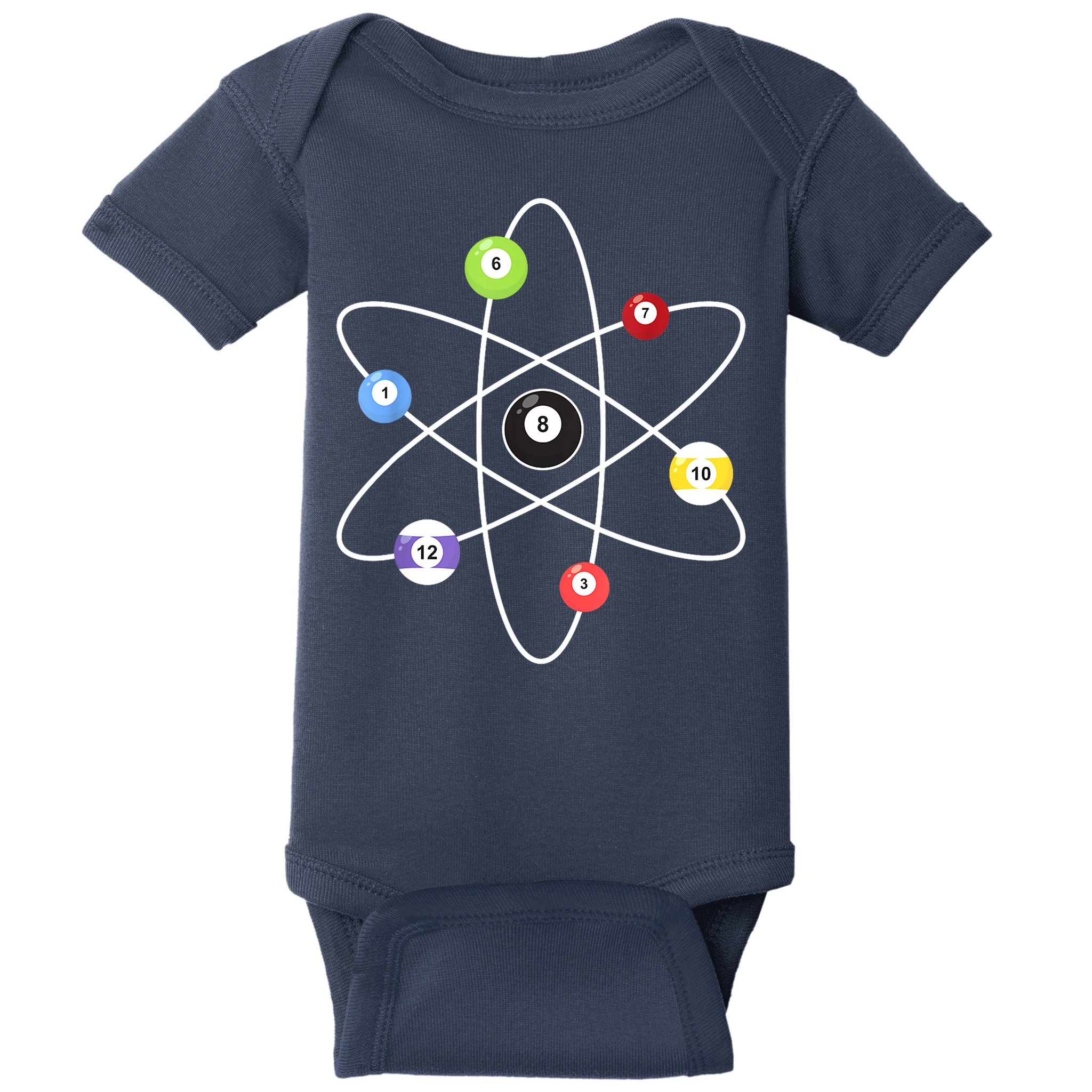 Billiard Lover Pool Player Game Sports Gift Cue Ball Atoms Baby Bodysuit