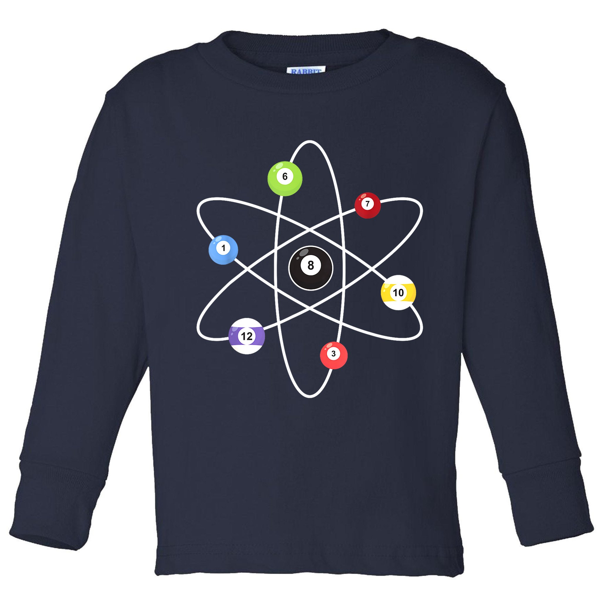 Billiard Lover Pool Player Game Sports Gift Cue Ball Atoms Toddler Long Sleeve Shirt