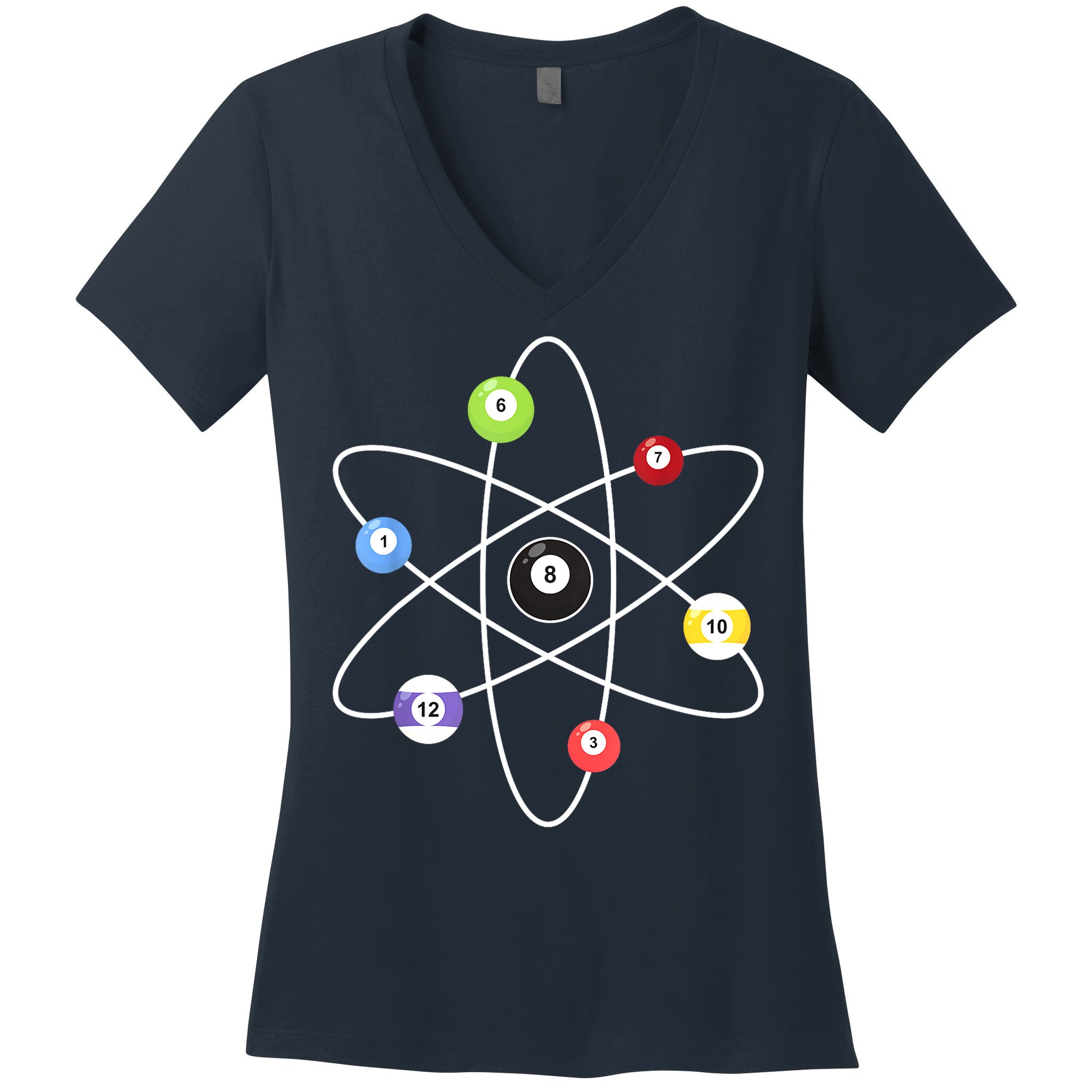 Billiard Lover Pool Player Game Sports Gift Cue Ball Atoms Women's V-Neck T-Shirt