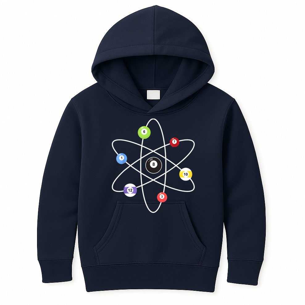 Billiard Lover Pool Player Game Sports Gift Cue Ball Atoms Kids Hoodie