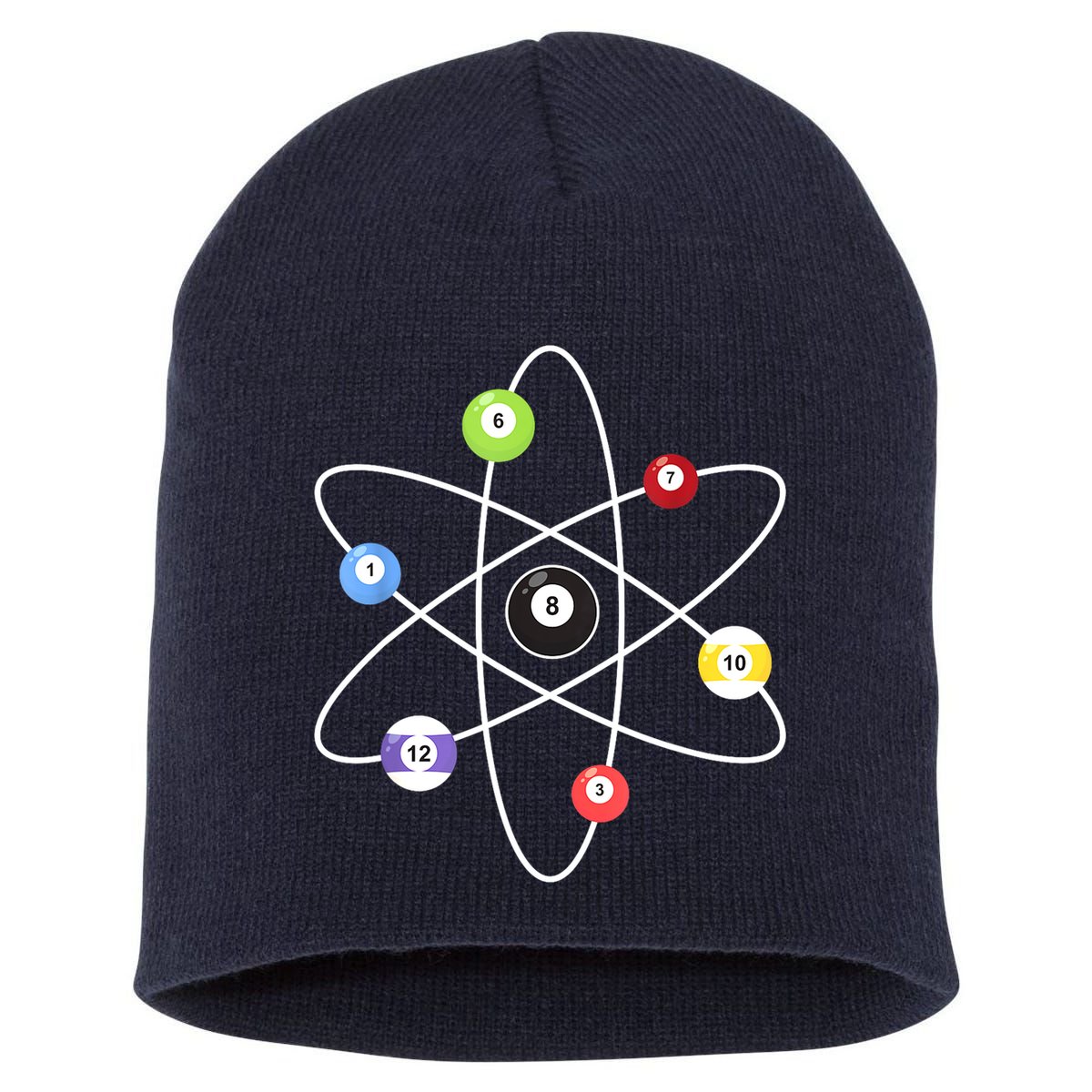 Billiard Lover Pool Player Game Sports Gift Cue Ball Atoms Short Acrylic Beanie