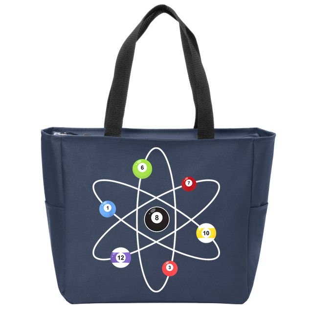 Billiard Lover Pool Player Game Sports Gift Cue Ball Atoms Zip Tote Bag