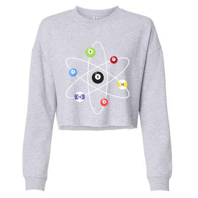 Billiard Lover Pool Player Game Sports Gift Cue Ball Atoms Cropped Pullover Crew